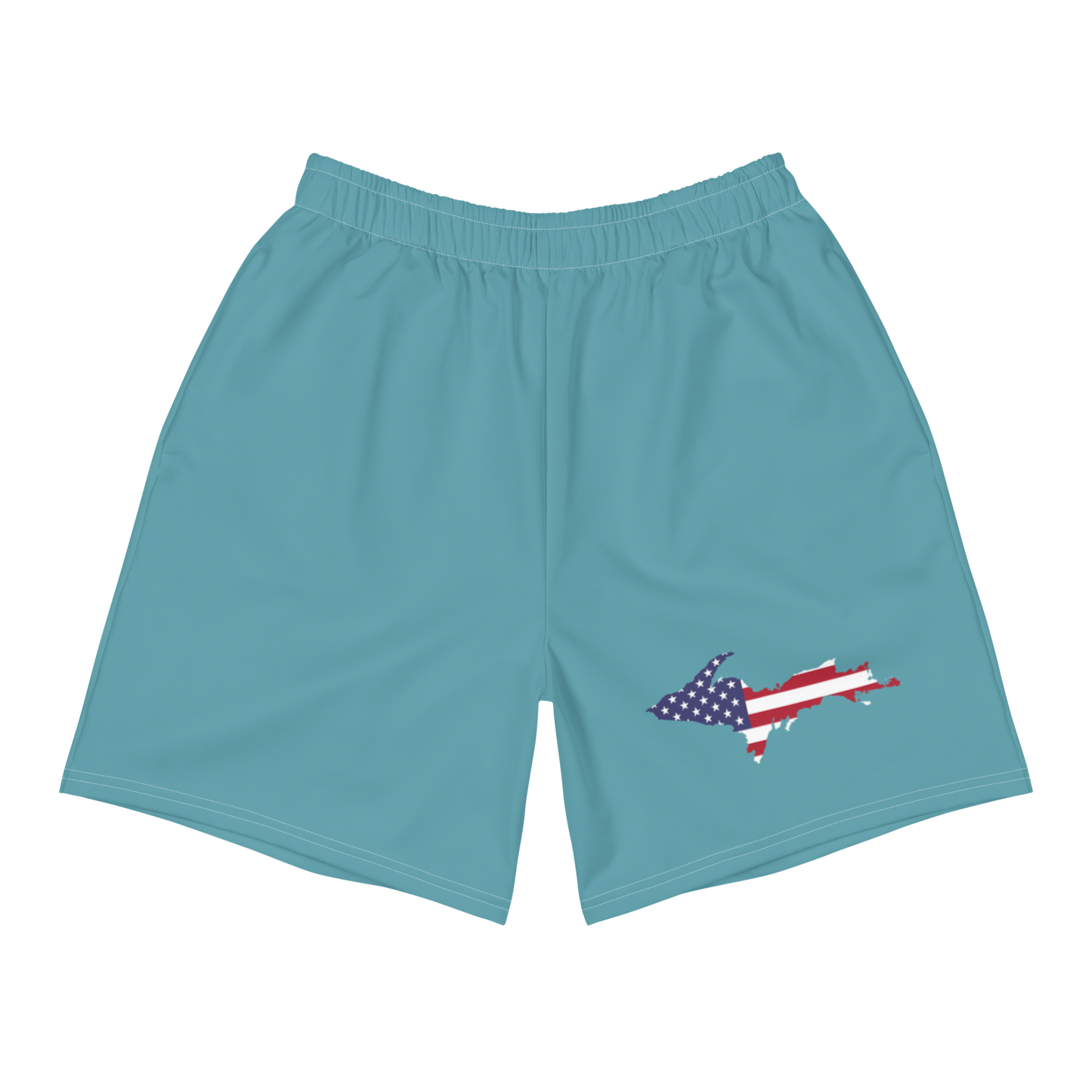 Michigan Upper Peninsula Athletic Shorts (w/ UP USA Flag) | Men's - Lake Huron Blue