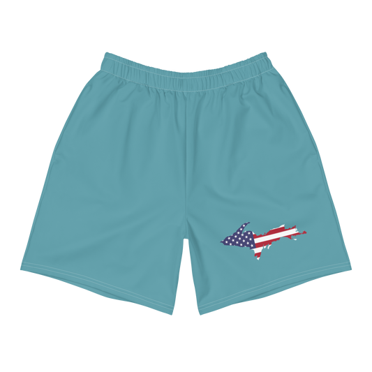 Michigan Upper Peninsula Athletic Shorts (w/ UP USA Flag) | Men's - Lake Huron Blue
