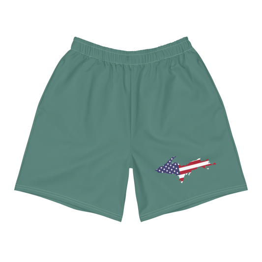 Michigan Upper Peninsula Athletic Shorts (w/ UP USA Flag) | Men's - Copper Green