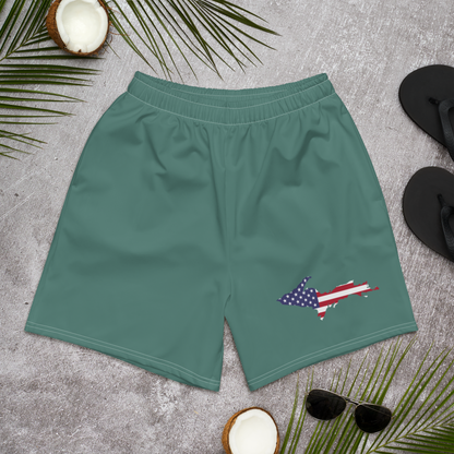 Michigan Upper Peninsula Athletic Shorts (w/ UP USA Flag) | Men's - Copper Green