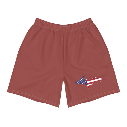 Michigan Upper Peninsula Athletic Shorts (w/ UP USA Flag) | Men's - Ore Dock Red