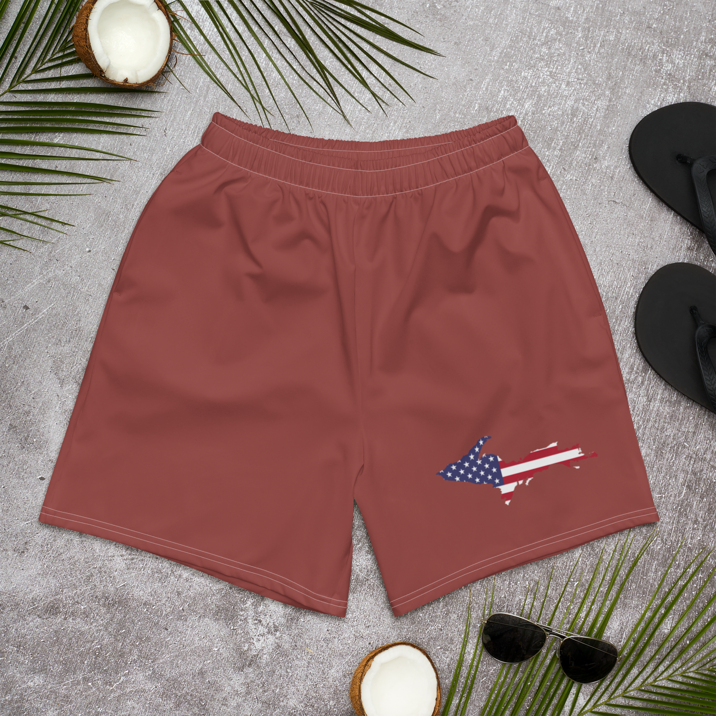 Michigan Upper Peninsula Athletic Shorts (w/ UP USA Flag) | Men's - Ore Dock Red