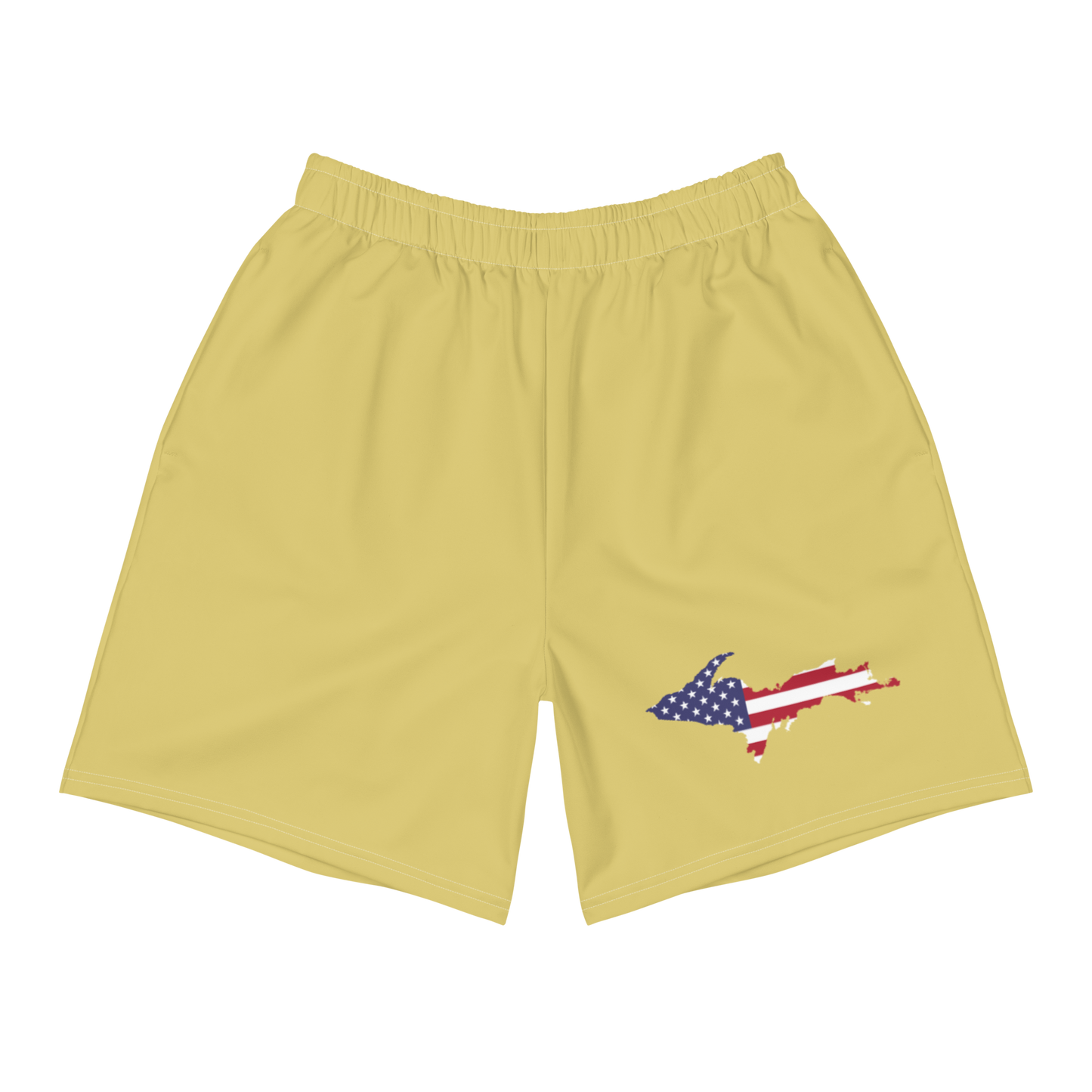 Michigan Upper Peninsula Athletic Shorts (w/ UP USA Flag) | Men's - Plum Yellow