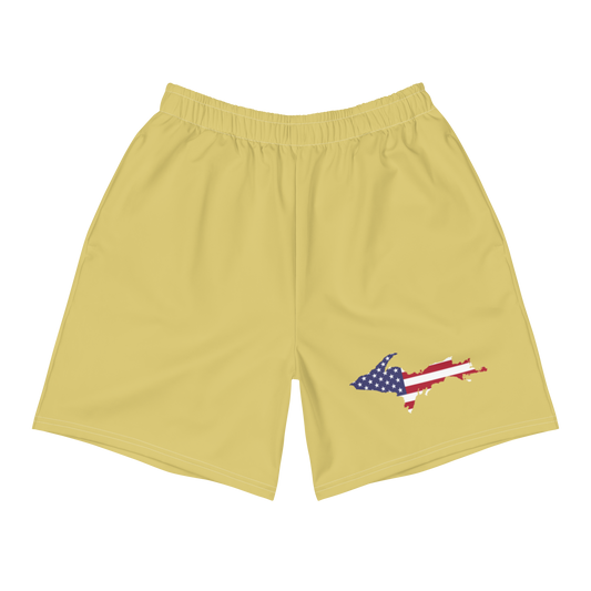 Michigan Upper Peninsula Athletic Shorts (w/ UP USA Flag) | Men's - Plum Yellow