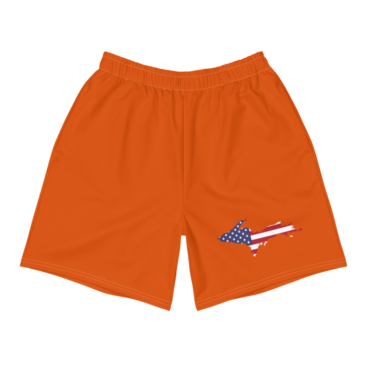 Michigan Upper Peninsula Athletic Shorts (w/ UP USA Flag) | Men's - Maple Leaf Orange