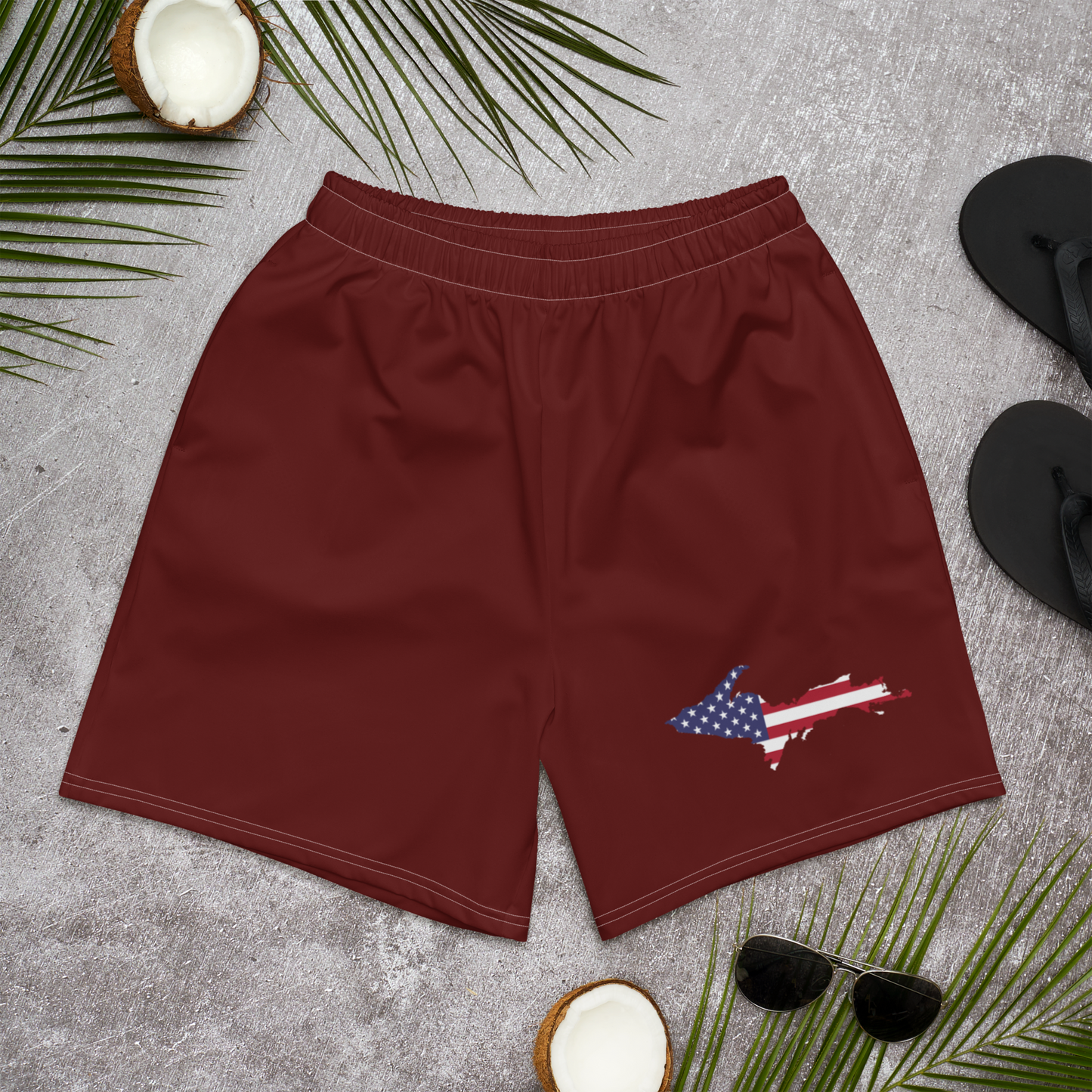 Michigan Upper Peninsula Athletic Shorts (w/ UP USA Flag) | Men's - Cherrywood