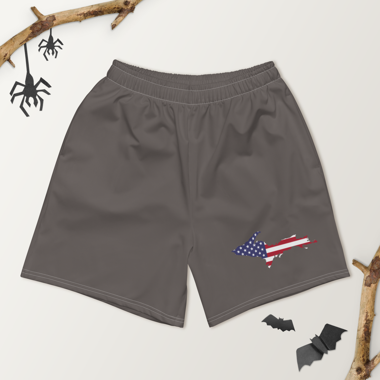 Michigan Upper Peninsula Athletic Shorts (w/ UP USA Flag) | Men's - Warren Tank Grey