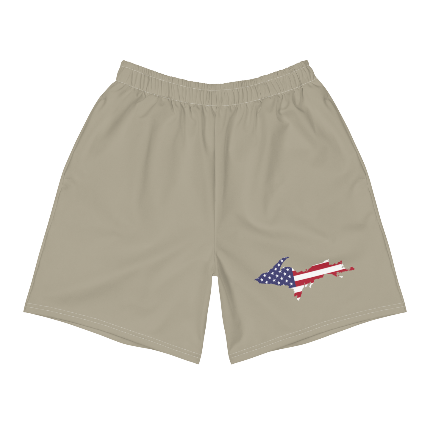 Michigan Upper Peninsula Athletic Shorts (w/ UP USA Flag) | Men's - Petoskey Stone Beige