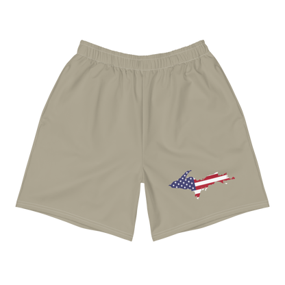 Michigan Upper Peninsula Athletic Shorts (w/ UP USA Flag) | Men's - Petoskey Stone Beige