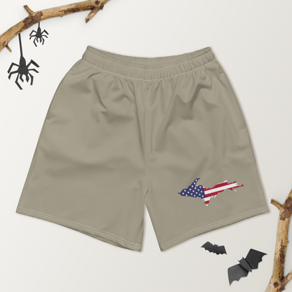 Michigan Upper Peninsula Athletic Shorts (w/ UP USA Flag) | Men's - Petoskey Stone Beige