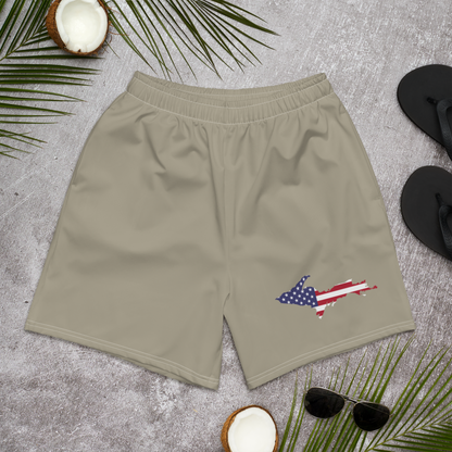 Michigan Upper Peninsula Athletic Shorts (w/ UP USA Flag) | Men's - Petoskey Stone Beige