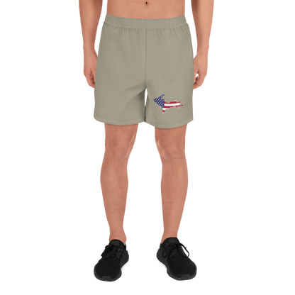 Michigan Upper Peninsula Athletic Shorts (w/ UP USA Flag) | Men's - Petoskey Stone Beige