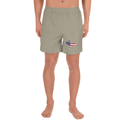 Michigan Upper Peninsula Athletic Shorts (w/ UP USA Flag) | Men's - Petoskey Stone Beige
