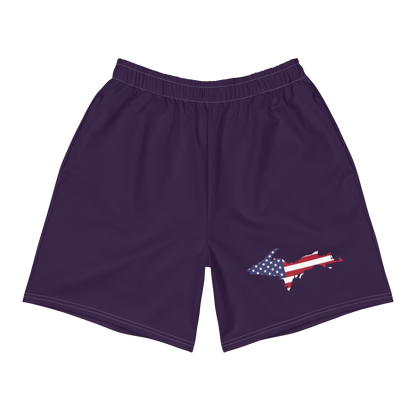 Michigan Upper Peninsula Athletic Shorts (w/ UP USA Flag) | Men's - Blackcurrant