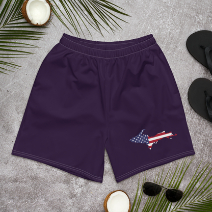 Michigan Upper Peninsula Athletic Shorts (w/ UP USA Flag) | Men's - Blackcurrant