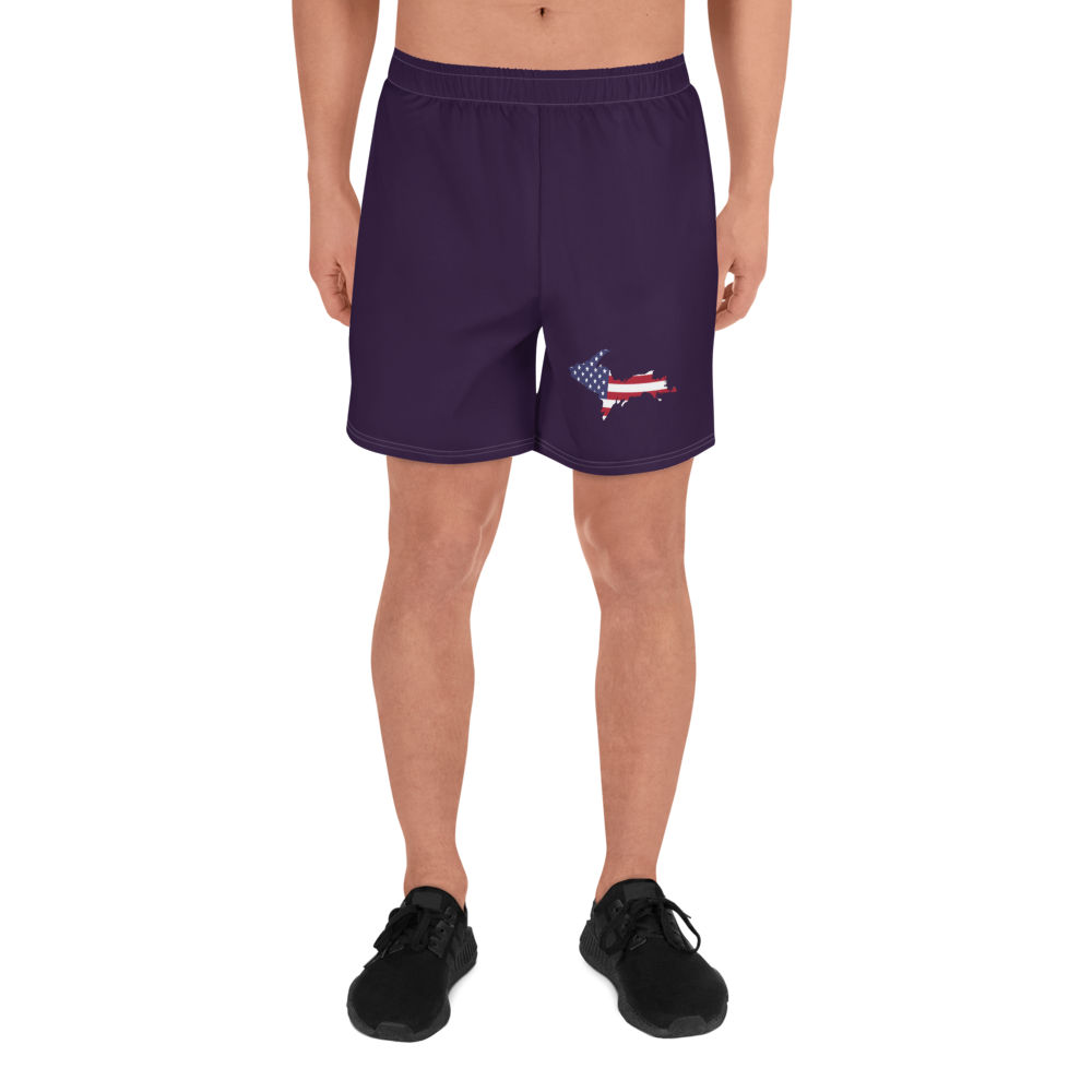 Michigan Upper Peninsula Athletic Shorts (w/ UP USA Flag) | Men's - Blackcurrant