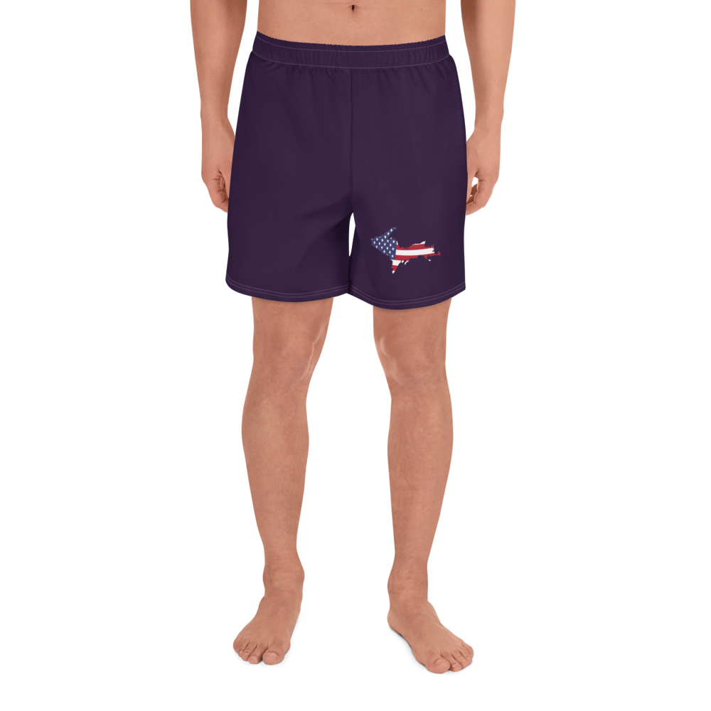 Michigan Upper Peninsula Athletic Shorts (w/ UP USA Flag) | Men's - Blackcurrant