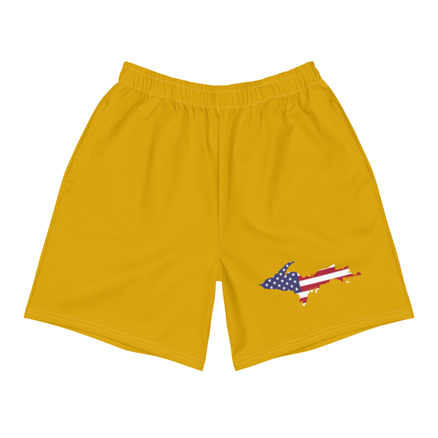 Michigan Upper Peninsula Athletic Shorts (w/ UP USA Flag) | Men's - Gold Bullion