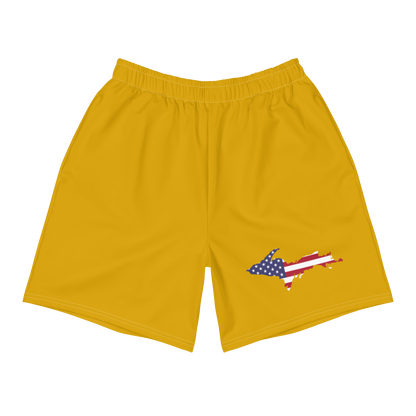 Michigan Upper Peninsula Athletic Shorts (w/ UP USA Flag) | Men's - Gold Bullion