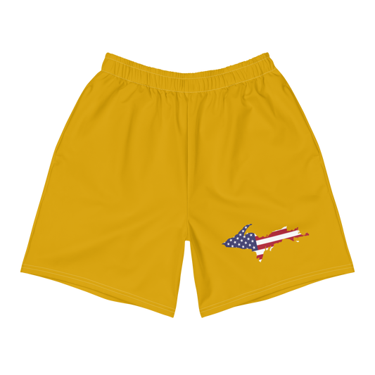 Michigan Upper Peninsula Athletic Shorts (w/ UP USA Flag) | Men's - Gold Bullion