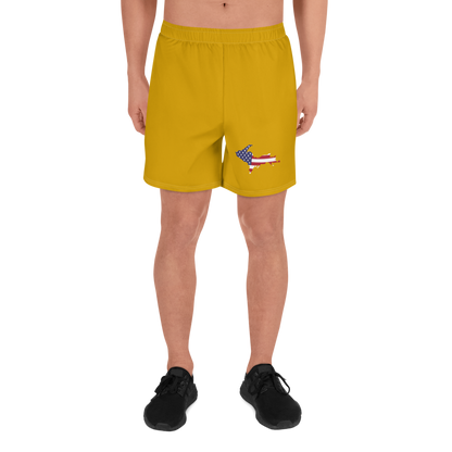 Michigan Upper Peninsula Athletic Shorts (w/ UP USA Flag) | Men's - Gold Bullion