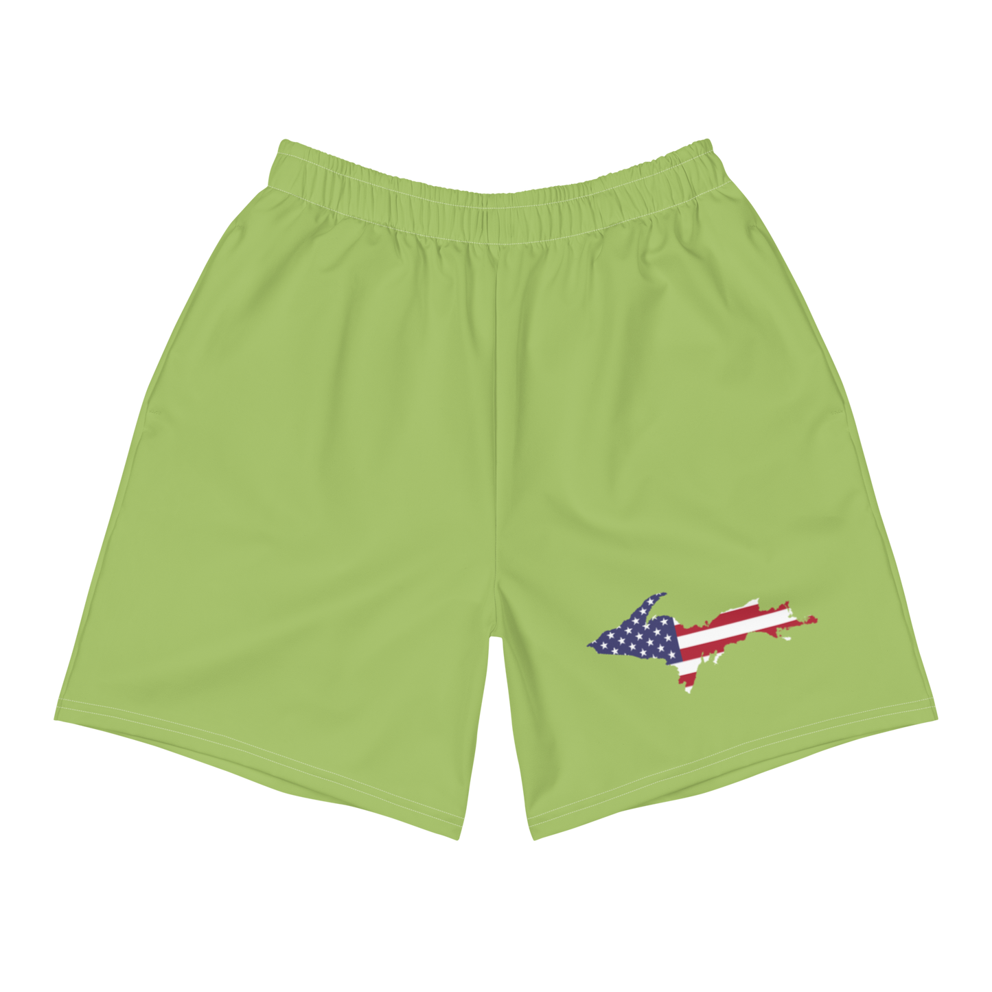 Michigan Upper Peninsula Athletic Shorts (w/ UP USA Flag) | Men's - Metallic Mint Green