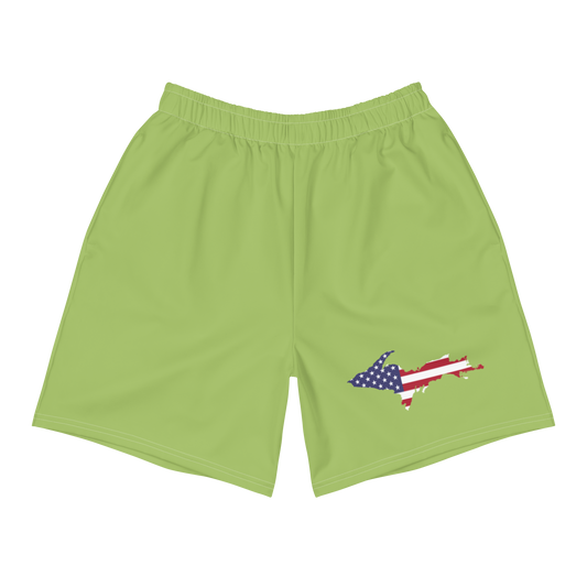 Michigan Upper Peninsula Athletic Shorts (w/ UP USA Flag) | Men's - Metallic Mint Green