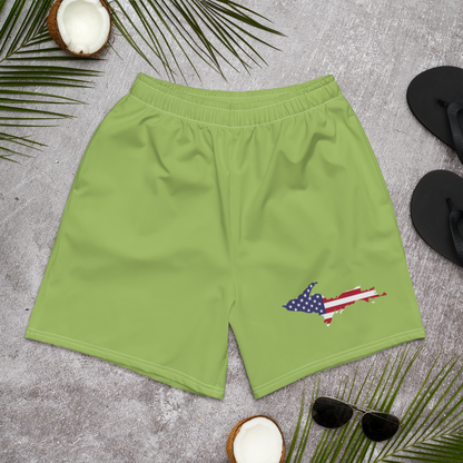 Michigan Upper Peninsula Athletic Shorts (w/ UP USA Flag) | Men's - Metallic Mint Green