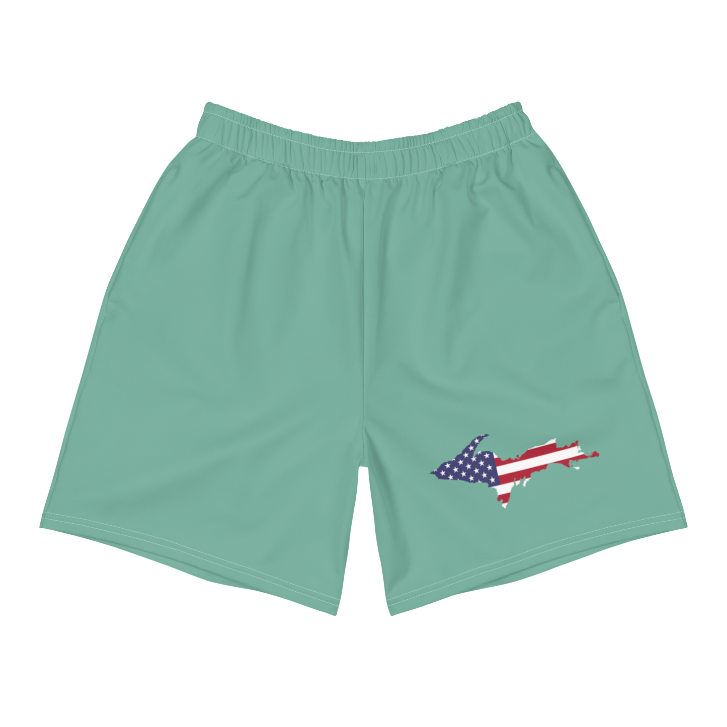 Michigan Upper Peninsula Athletic Shorts (w/ UP USA Flag) | Men's - Metallic Mint Green