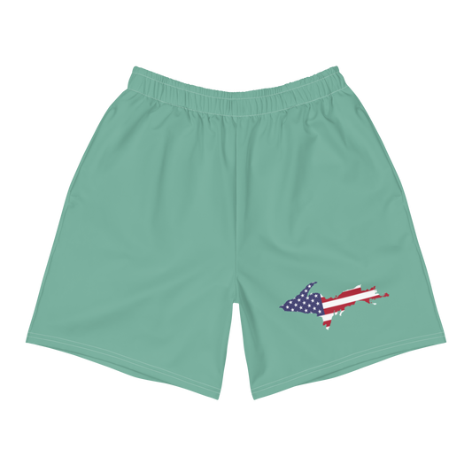 Michigan Upper Peninsula Athletic Shorts (w/ UP USA Flag) | Men's - Metallic Mint Green