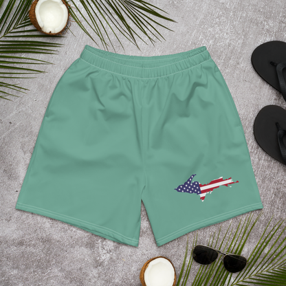 Michigan Upper Peninsula Athletic Shorts (w/ UP USA Flag) | Men's - Metallic Mint Green