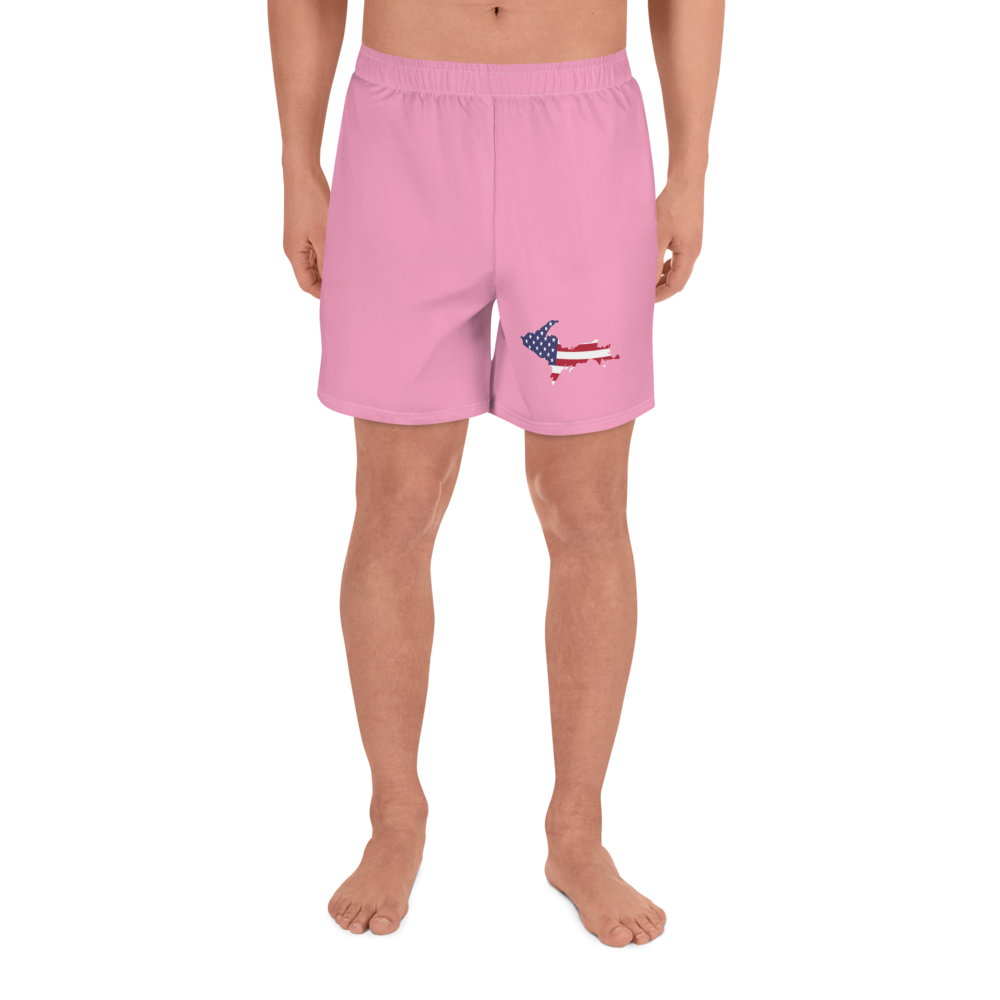 Michigan Upper Peninsula Athletic Shorts (w/ UP USA Flag) | Men's - '67 Caddie Pink