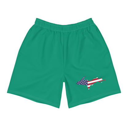 Michigan Upper Peninsula Athletic Shorts (w/ UP USA Flag) | Men's - Emerald Green