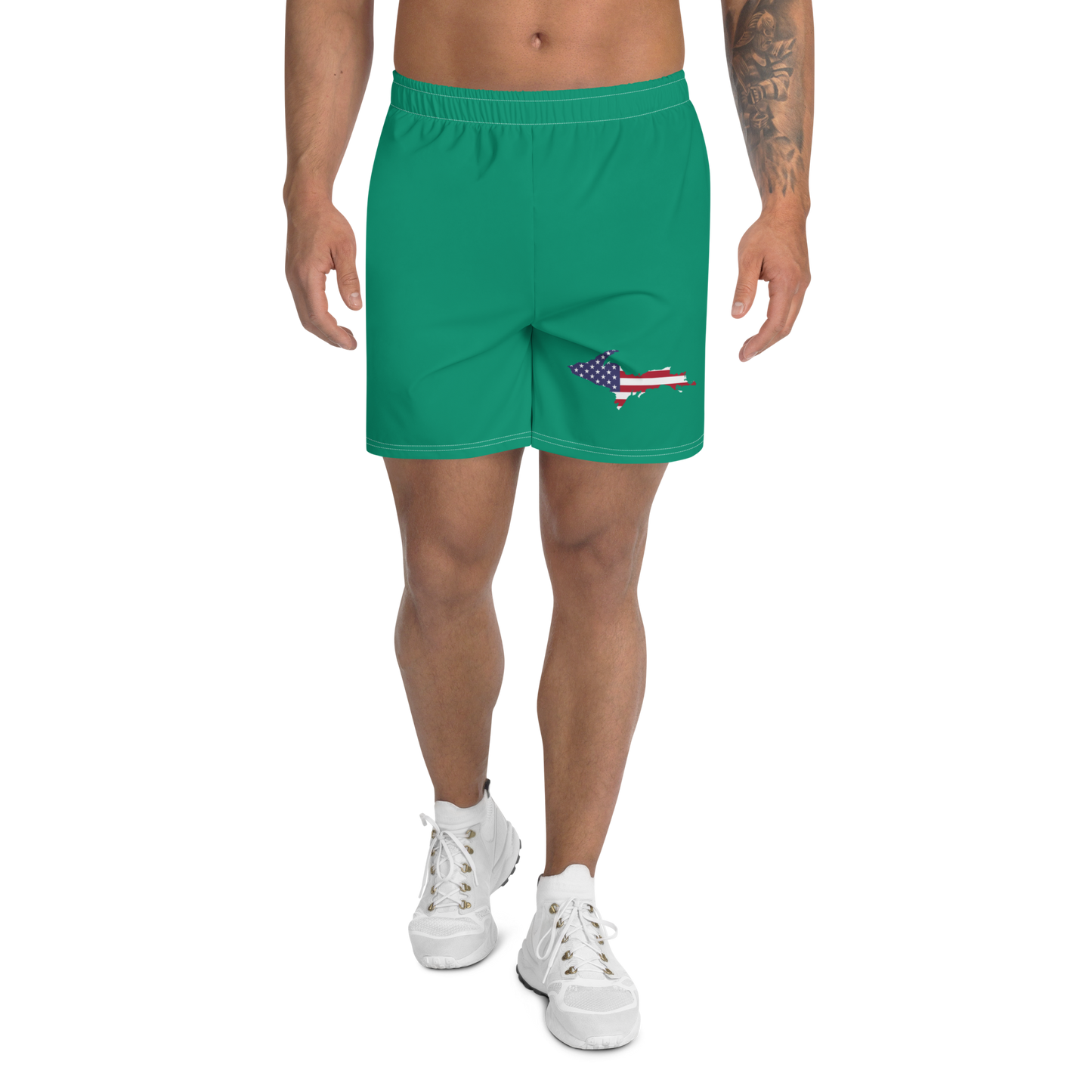 Michigan Upper Peninsula Athletic Shorts (w/ UP USA Flag) | Men's - Emerald Green