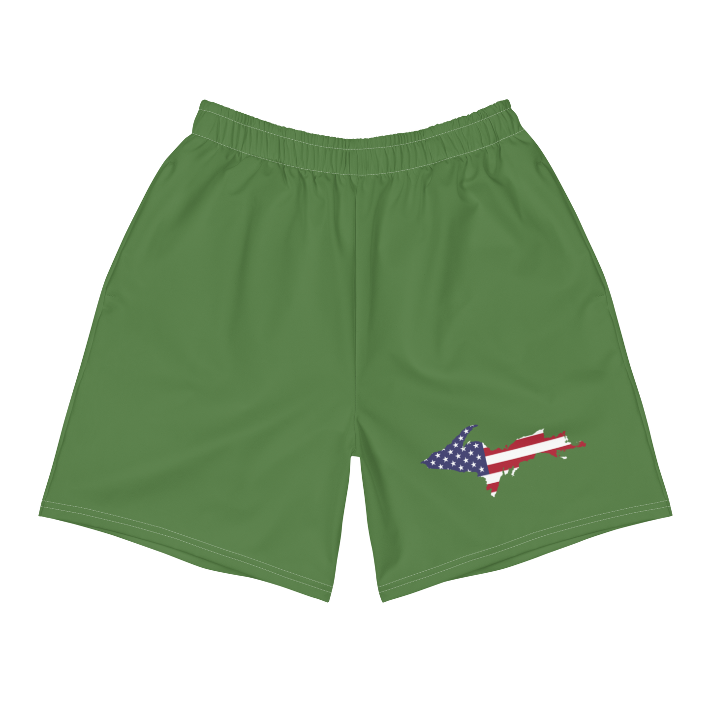 Michigan Upper Peninsula Athletic Shorts (w/ UP USA Flag) | Men's - Pine Green