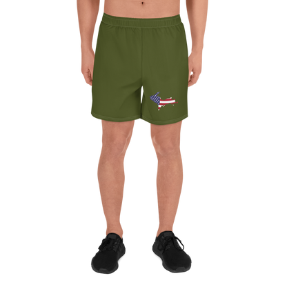 Michigan Upper Peninsula Athletic Shorts (w/ UP USA Flag) | Men's - Army Green