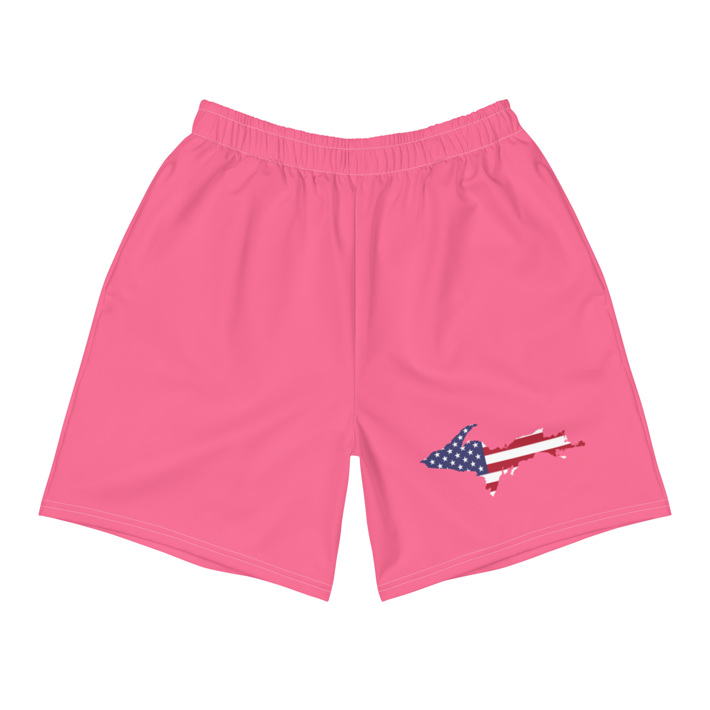 Michigan Upper Peninsula Athletic Shorts (w/ UP USA Flag) | Men's - Rhodochrosite Pink