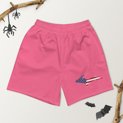 Michigan Upper Peninsula Athletic Shorts (w/ UP USA Flag) | Men's - Rhodochrosite Pink