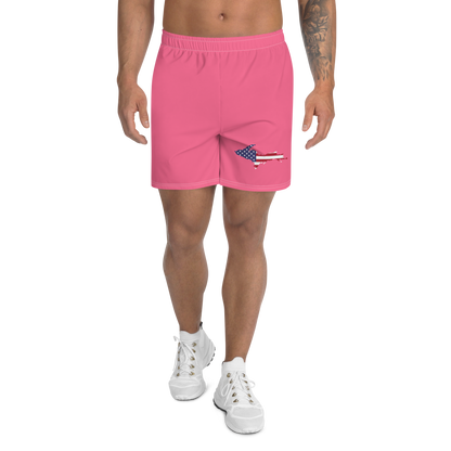 Michigan Upper Peninsula Athletic Shorts (w/ UP USA Flag) | Men's - Rhodochrosite Pink