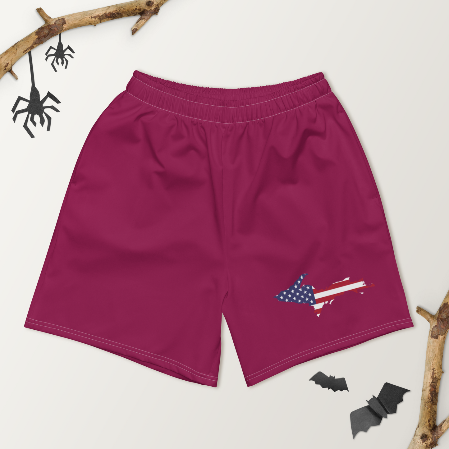 Michigan Upper Peninsula Athletic Shorts (w/ UP USA Flag) | Men's - Ruby Red