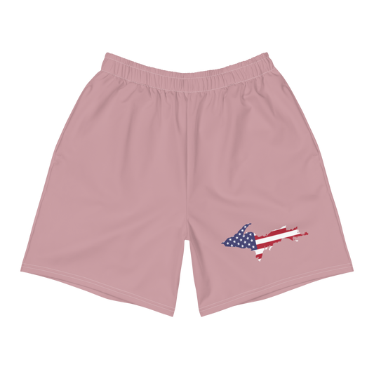 Michigan Upper Peninsula Athletic Shorts (w/ UP USA Flag) | Men's - Cherry Blossom Pink