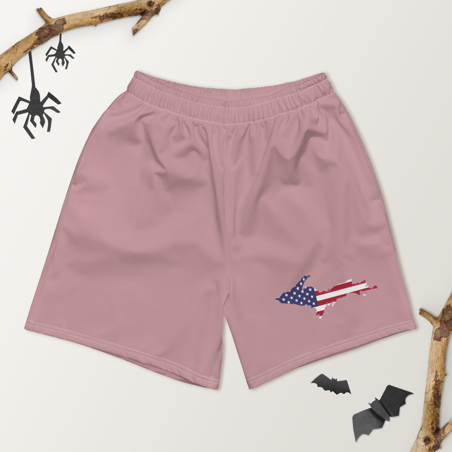 Michigan Upper Peninsula Athletic Shorts (w/ UP USA Flag) | Men's - Cherry Blossom Pink