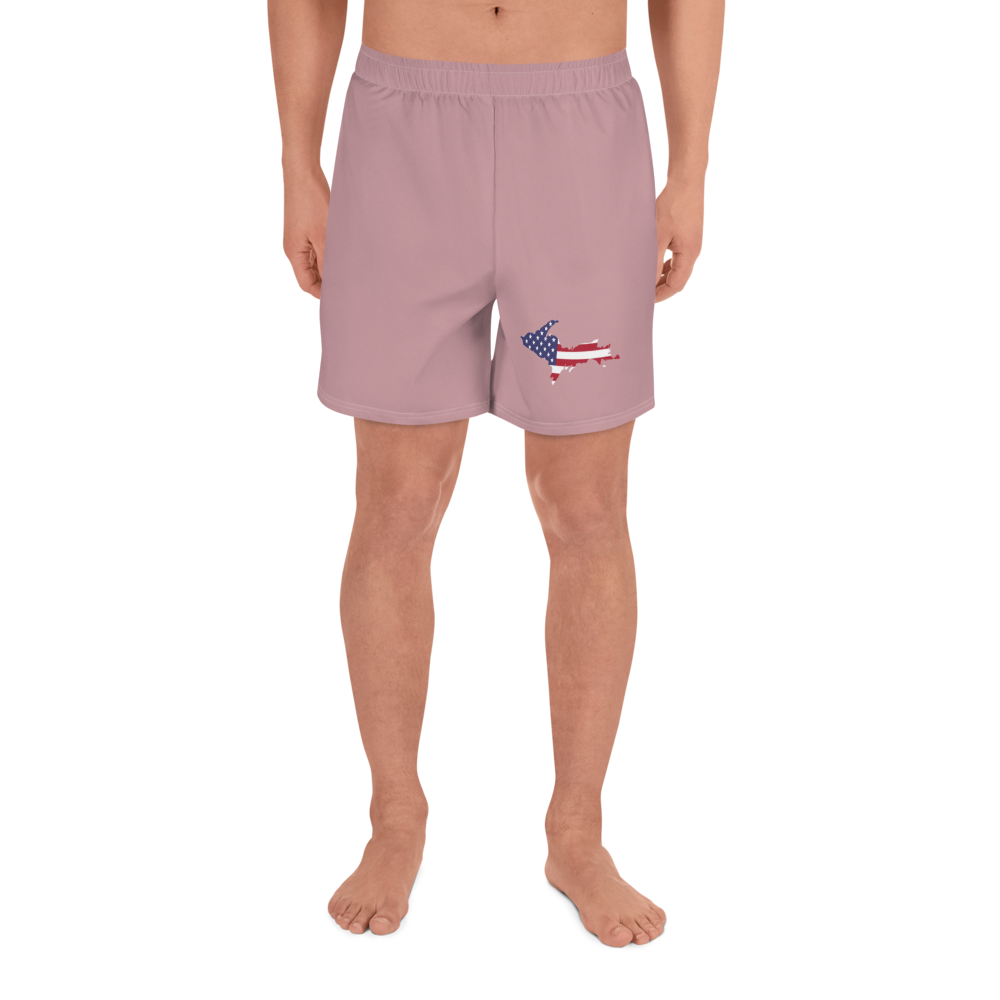 Michigan Upper Peninsula Athletic Shorts (w/ UP USA Flag) | Men's - Cherry Blossom Pink