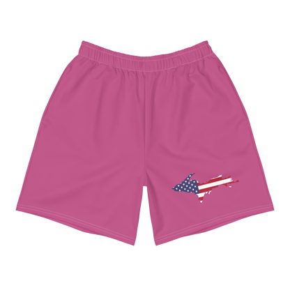 Michigan Upper Peninsula Athletic Shorts (w/ UP USA Flag) | Men's - Apple Blossom Pink