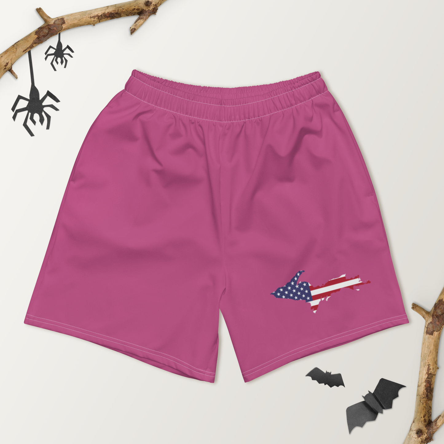 Michigan Upper Peninsula Athletic Shorts (w/ UP USA Flag) | Men's - Apple Blossom Pink