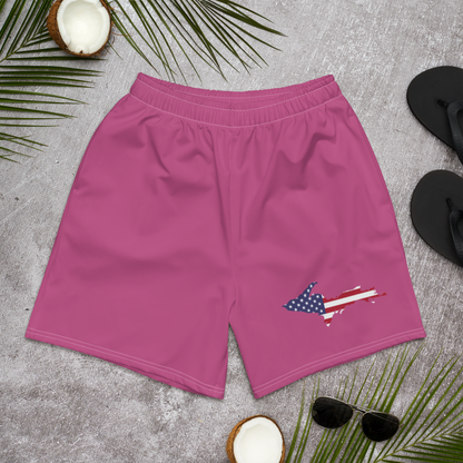 Michigan Upper Peninsula Athletic Shorts (w/ UP USA Flag) | Men's - Apple Blossom Pink