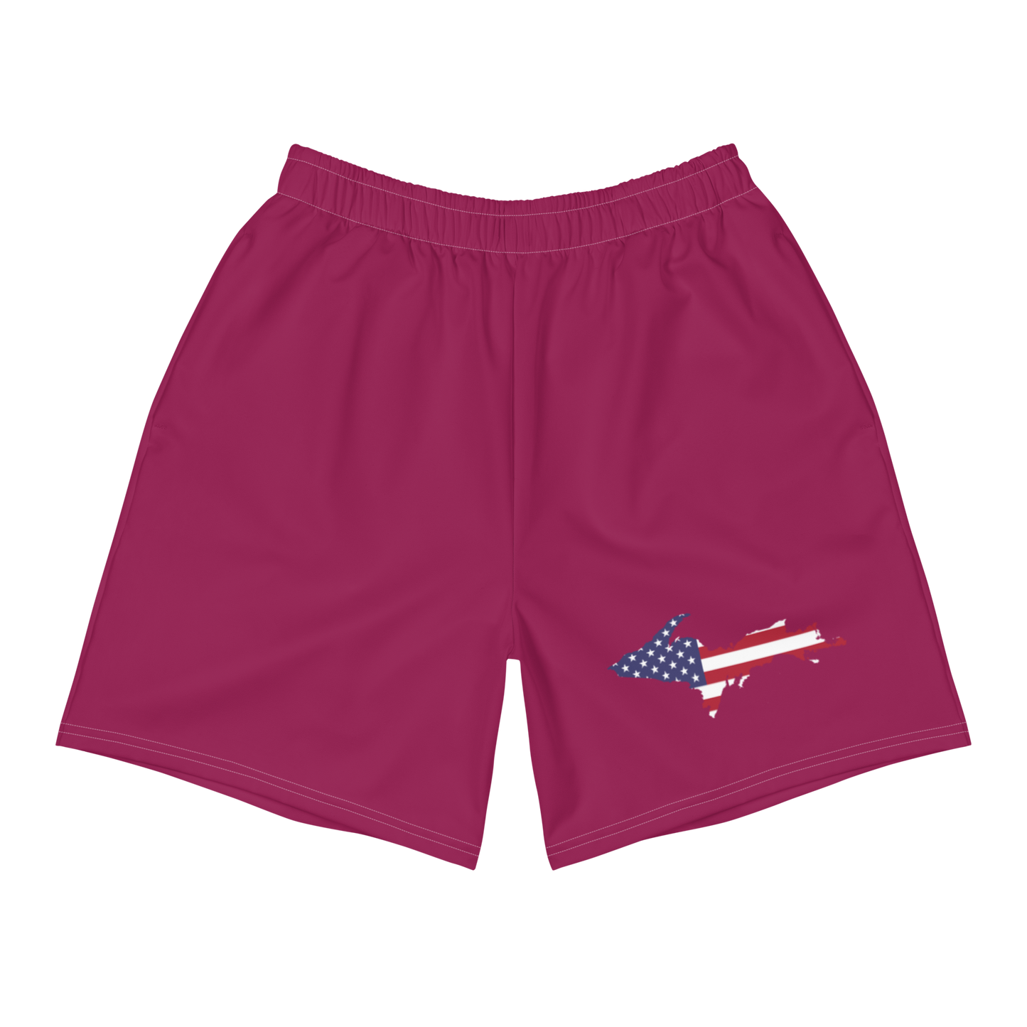 Michigan Upper Peninsula Athletic Shorts (w/ UP USA Flag) | Men's - Ruby Red