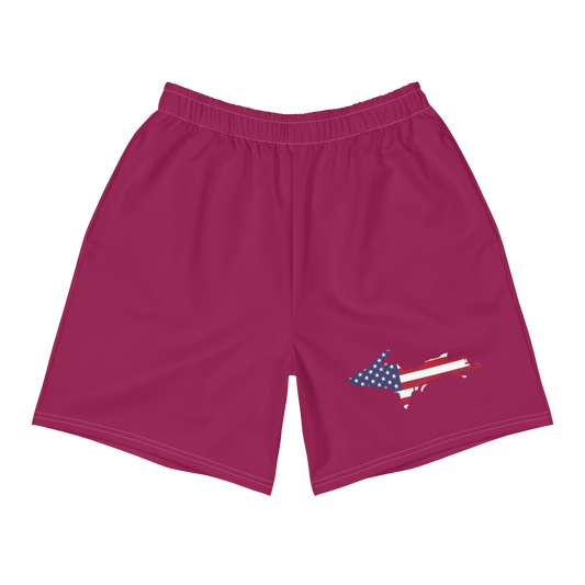 Michigan Upper Peninsula Athletic Shorts (w/ UP USA Flag) | Men's - Ruby Red