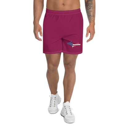 Michigan Upper Peninsula Athletic Shorts (w/ UP USA Flag) | Men's - Ruby Red