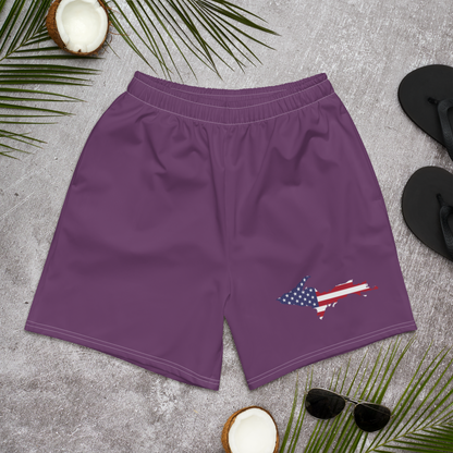 Michigan Upper Peninsula Athletic Shorts (w/ UP USA Flag) | Men's - Plum